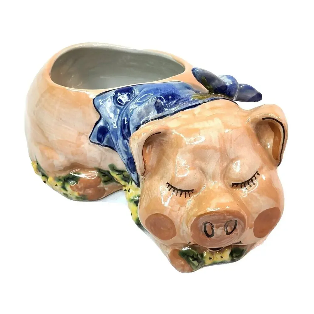 Vintage Louisville Stoneware Pig Tureen With Ladle. Made In The USA (Kentucky)